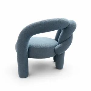 Fauteuil <span class=keywords><strong>de</strong></span> bar et <span class=keywords><strong>de</strong></span> salon contemporain haut <span class=keywords><strong>de</strong></span> gamme en bouclette, tressé à la main, durable, écologique, design minimaliste pour la maison et les mariages - Product Image 2