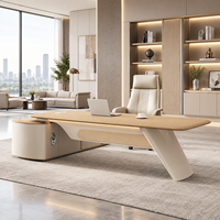 Bureau de direction moderne, table de direction personnalisée avec armoire latérale, plateau en bois pour mobilier de bureau de PDG