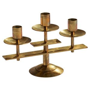 ขาตั้งเทียนที่ขายดีที่สุดบนโต๊ะขาตั้งเทียนวัสดุทองเหลืองพร้อมแขน 3 อันและรูปร่างที่ไม่ซ้ําใคร - Product Image 6