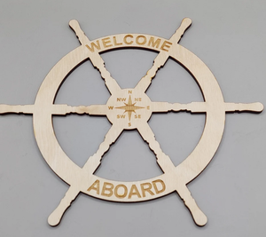 Haute qualité meilleure roue de bateau nautique décor de maison fait à la main pour mur, message de bienvenue à bord et boussole gravés, mettre les voiles - Product Image 2