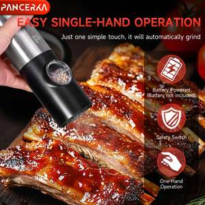 PANCERKA Juego de Molinillos de Pimienta Eléctricos con Luz LED, de Una Mano, con Encendido de un Botón y Grosor Ajustable, Juego de 2 Piezas - Product Image 6