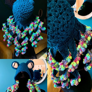 Bonnet unisexe personnalisé en crochet pieuvre, chapeau torsadé Kraken pour adultes, en coton imprimé, idéal pour les fêtes, les aventures en plein air, la plage et la pêche! - Product Image 5