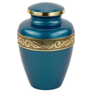 Avlon Blue Human Burial Urn for Ashes Brass Alloy Solid Cremation Urn Human Urns <b>Funeral</b> <b>Supplies</b> Manufacturer - Product Image 3