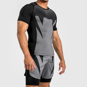 เสื้อรัดกล้ามเนื้อ MMA รุ่นใหม่ ปี 2026 สำหรับผู้ชาย วิ่ง มวยไทย กีฬา ยิม BJJ ผ้าสแปนเด็กซ์/โพลีเอสเตอร์ แห้งเร็ว ระบายอากาศได้ดี - Product Image 3