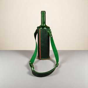 Sac à vin en cuir fait main en cuir fourre-tout à vin avec bandoulière LEB-0027 - Product Image 1