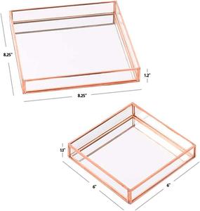Top Quality Hot Selling Glass Tray Rose Gold Glass <b>Mirrored</b> Tray At Wholesale Prices Directly From Experienced Manufacturers - Product Image 3