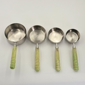 Ensemble de tasses et cuillères à mesurer en acier inoxydable poli miroir de qualité supérieure pour la cuisine et la pâtisserie - Product Image 2
