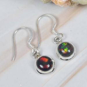 Noir éthiopien opale 925 argent Sterling pierre précieuse naturelle crochet boucle d'oreille à la main bijoux concepteur boucle d'oreille cadeau pour anniversaire - Product Image 3