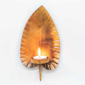 Midcentury Swedish Handmade Iron <b>Wall</b> Sconces Metal Leaf Design With <b>Candle</b> Jar Votive Holder for Garden Weddings and Christmas - Product Image 2