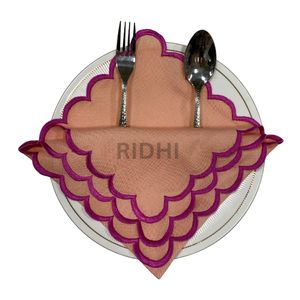 Nuevas Servilletas Ridhi 2026 Blancas de Lino Puro con Bordado Festoneado para Fiestas en Casa, Bodas, Eventos, Regalos para Damas de Honor - Product Image 3