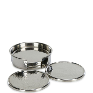 <b>Set</b> of <b>4</b> Metal Coasters With Copper Finished <b>Round</b> Shape <b>for</b> Kitchenware <b>Dining</b> <b>Table</b> Drinks Serving Mats & Pads - Product Image 4