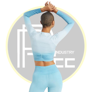 Ensemble de gymnastique ombré sans couture pour femmes-Top court à manches longues et legging taille haute Confortable Yoga and Fitness Activewear Suit - Product Image 2