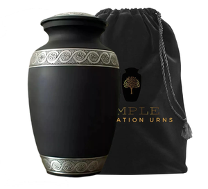 Handcrafted Aluminum Memorial <b>Urn</b> Black meena Cremation <b>Urns</b> with Meena Coating <b>Large</b> (220 Cu In) & Keepsake (3 Cu In) - Product Image 1