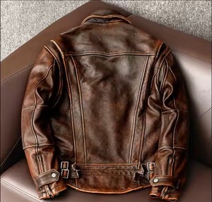 Veste en cuir pour hommes de qualité supérieure automne longueur régulière séchage rapide respirant coupe-vent écologique avant personnalisable OEM - Product Image 6