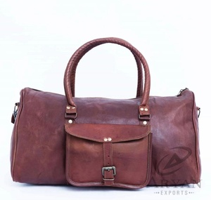 กระเป๋าหนังแพะแท้สไตล์ย้อนยุค20นิ้วมีสายคล้องไหล่ปรับได้คุณภาพสูงสุดใช้ได้ทั้งชายและหญิง - Product Image 1