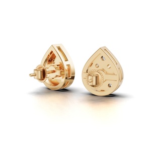 Boucles d'oreilles élégantes en or 9 carats avec diamants, boucles d'oreilles rondes à taille brillant, bijoux fins étincelants pour femmes, fournisseur en gros pour l'exportation - Product Image 3