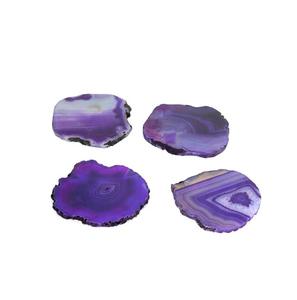 Accessoires de vaisselle Design nordique Sous-verre en agate de qualité supérieure avec tranche d'agate galvanisée en or Prix de gros - Product Image 1