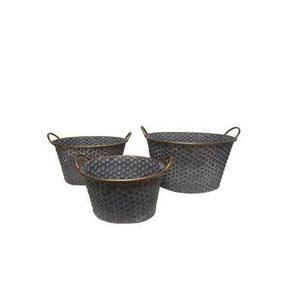 Seau de jardinière en métal galvanisé de style ferme avec motif champêtre pour décorer les patios et les allées de jardin avant - Product Image 1