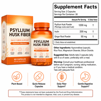 Poudre de Psyllium en Capsules 1200mg par Portion avec Inuline et Racine de Gingembre, à Base de Plantes, 60 Capsules