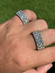 Moissante Chapado en plata 925 para mujer, banda de eternidad de doble fila, anillo de boda de acero inoxidable, joyería de diamante cortado, fiesta de compromiso - Product Image 2