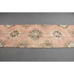 Turkish Rug, 3.3x12.7 ft Vintage Rug, <b>Red</b> Check <b>Wool</b> Rug - Product Image 2