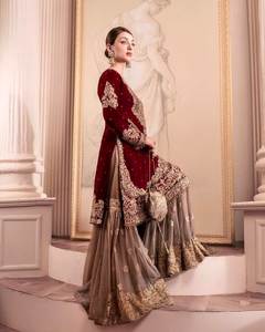 Conjunto Tradicional Étnico Indio Pakistaní Salwar Kameez Gharara Punjabi Sharara para Mujer con Bordado Intenso Estilo Bollywood Verano - Product Image 1