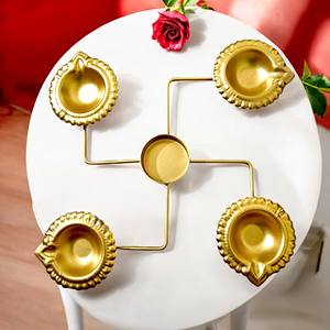 Juego de Portavelas de Té Tradicionales de Hierro Hechos a Mano, Decoración Ecológica, Diya para Pooja, para Diwali y Decoración Festiva del Hogar - Product Image 4
