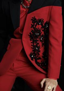 Blazer de Diseño con Cuentas de Alta Gama para Mujer, Cuello en V, Manga Larga, Abrigo de Longitud Media con Estampado Digital, Estilo de Botones Ocultos - Product Image 3