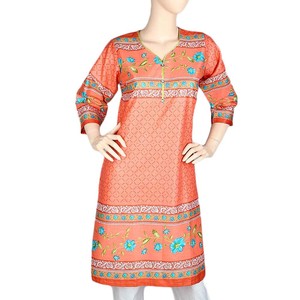 Kurti de algodón estampado para mujer - Color melocotón - Product Image 3
