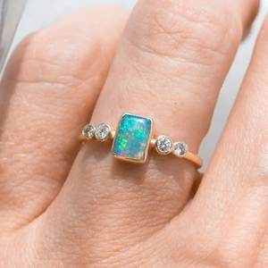 แหวนหมั้นของผู้หญิง925สเตอร์ลิงคลาสสิกแหวนหมั้นทรงแปดเหลี่ยมตัดโอปอลเอธิโอเปียนการตั้งค่าเรือนทองอัญมณีขนาด K ที่กำหนดเอง - Product Image 5