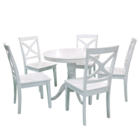 Table à manger ronde blanche chic de style design traditionnel en bois de haute qualité ensemble 5 chaises mobilier moderne