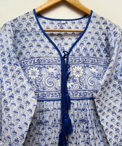 2026 Wholesale Collection Printed Long Kaftan V-neck Half Sleeves Rayon Fabric <b>Loose</b> <b>Fitting</b> <b>Dress</b> With Side Slit Spring Kaftan - Product Image 6