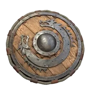 Nouveau bouclier médiéval entièrement fonctionnel en métal et bois robuste pour bouclier de bataille pour l'utilisation de la décoration intérieure nouveau bouclier Viking de Style Vintage - Product Image 2