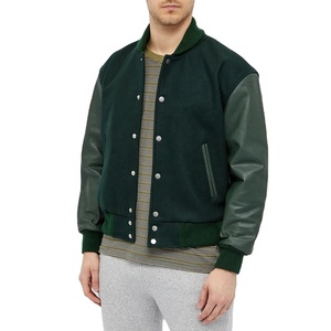 OEM Customized Logo Embroidery Wool Genuine Leather Sleeve Letterman Varsity <b>Jacket</b> for <b>Men</b> Stand winter <b>jacket</b> 2026 - Product Image 1