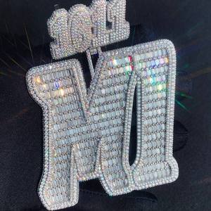 Iced out VVS Moissanite redondo y Baguette corte diamante colgante estilo Hip Hop colgantes encantos colgante para Unisex 925 esterlina - Product Image 6