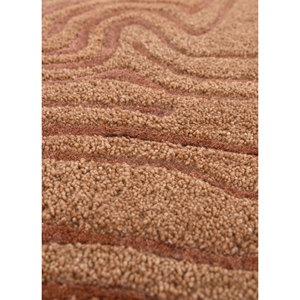 พรมขนสัตว์ผสมวิสโคสทอมือ ลายเส้นนามธรรมสีแดงส้ม รูปทรงสี่เหลี่ยมผืนผ้า สำหรับบ้าน ห้องโถง รุ่น TNQ-1124 พรมปูพื้นห้อง - Product Image 3