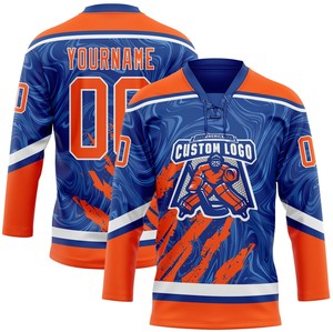 Custom Lace Neck Ice Hockey Jerseys-100% Polyester Digital Print Anti-Bacterial Quick Dry Custom Team Names/Numbers/Player Names - Product Image 4