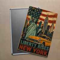 Plaque Métallique Rétro Route 66 Américaine Statue de la Liberté, Affiche Vintage, Décoration Murale pour Bar à Domicile, Art Mural en Métal