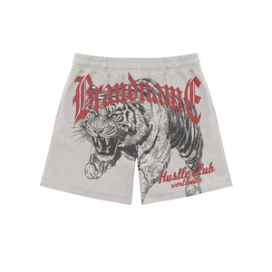 180 GSM Premium Mesh Polyester Athletic <b>Shorts</b> <b>White</b> Lightweight Custom Sublimation Logo Sports Streetwear - Product Image 2