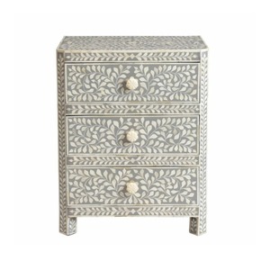 Tiroir de coffre de console de conception moderne incrustation d'os de haute qualité forme rectangulaire quatre pieds pour la chambre à coucher hôtel artisanat HF artisanal - Product Image 4