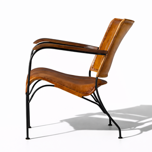 Sillón Industrial Antiguo Hecho a Mano con Cuero de Búfalo Atelier Brun |   Sillón Acolchado de Espuma para Sala de Estar o Restaurante |   Hierro - Product Image 3