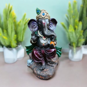 Statue de Ganesh Ji en résine, faite à la main, peinte à la main, décoration religieuse traditionnelle pour mariage, décoration de la maison, Pooja indien - Product Image 2