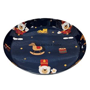 Stylish White Steel Tray With Rectangular Shape and Forest Tree Motif for Food Serving and Home Decor - Product Image 6