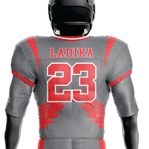 Custom 100% Polyester Sublimated American <b>Football</b> Uniform for Men Breathable Grey <b>Red</b> Tackle Twill Team Gear Short Jersey - Product Image 3