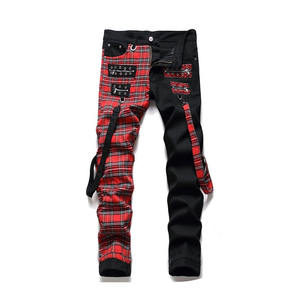 กางเกงยีนส์ของผู้ชายผ้านุ่มระบายอากาศได้ดีแห้งเร็วใส่สบายสำหรับใช้ในชีวิตประจำวันเอวสูงและพิมพ์ลาย - Product Image 4