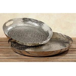 Plateau de service martelé unique avec plaqué or en aluminium de forme ronde plateau de service de nourriture pour la cuisine et le restaurant taille personnalisée - Product Image 2