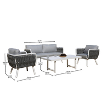 OSMEN Volta Chaise en corde de coton tissée en aluminium Chaise de canapé simple pour terrasse extérieure