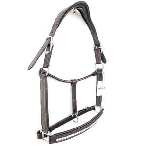 Bling <b>Rhinestone</b> Crystal Leather Horse Halter Anatomic Padded Headcollar Pressure Relief Crown Equestrian Show Gear Manufacturer - Product Image 1