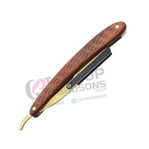 Navaja de Afeitar Profesional de Alta Calidad para Barbería, Vintage, de Acero Inoxidable, Plegable, con Soporte y Mango de Madera para Hombres - Product Image 1
