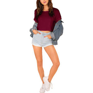 Top court en coton biologique le plus vendu pour femmes dans un style surdimensionné Nouvelle mode d'été T-shirt taille XS avec logo personnalisé - Product Image 5
